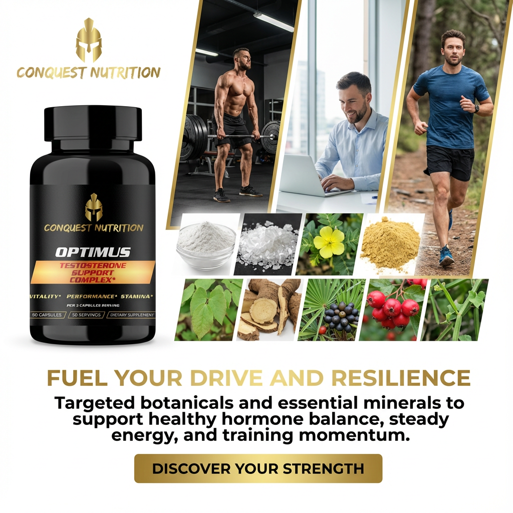 Conquest Optimus - Potenciador natural de testosterona para hombres - 90 cápsulas
