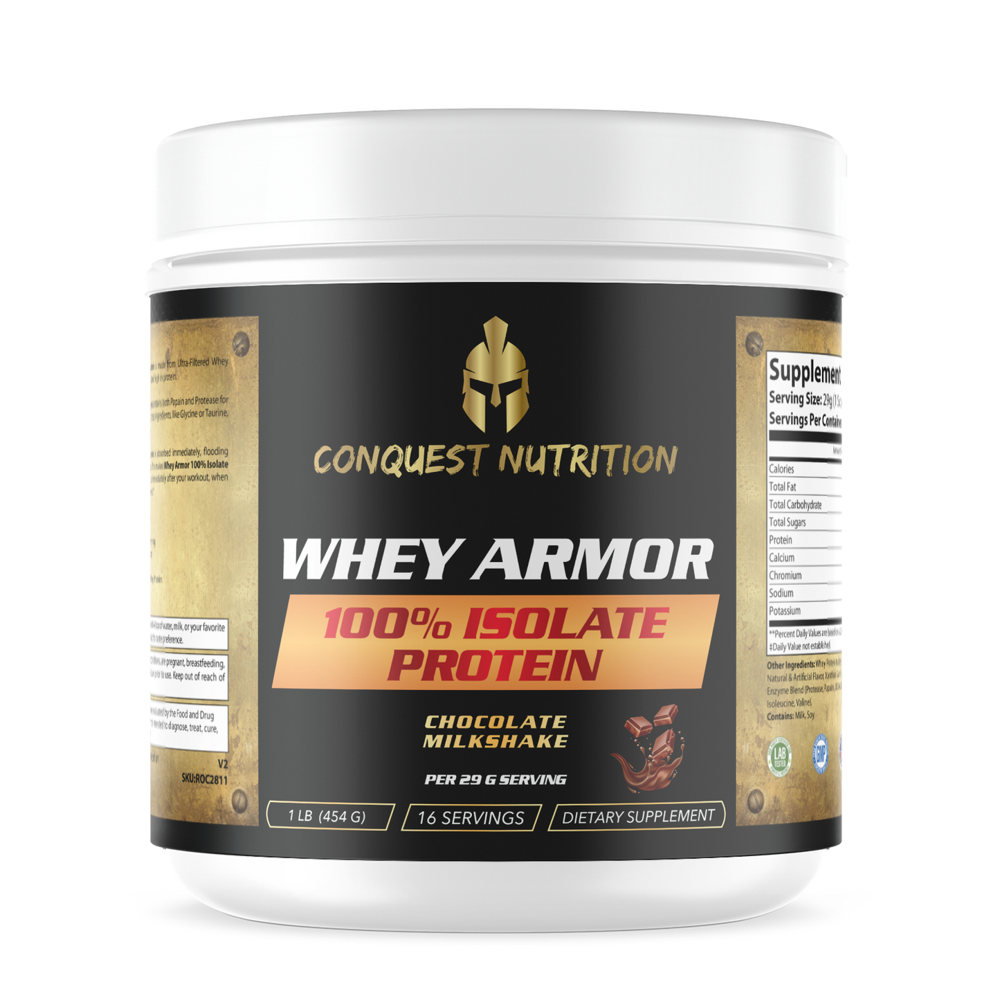 Whey Armor 100% Isolate Protein - Chocolate Milkshake Flavor - 1lb
