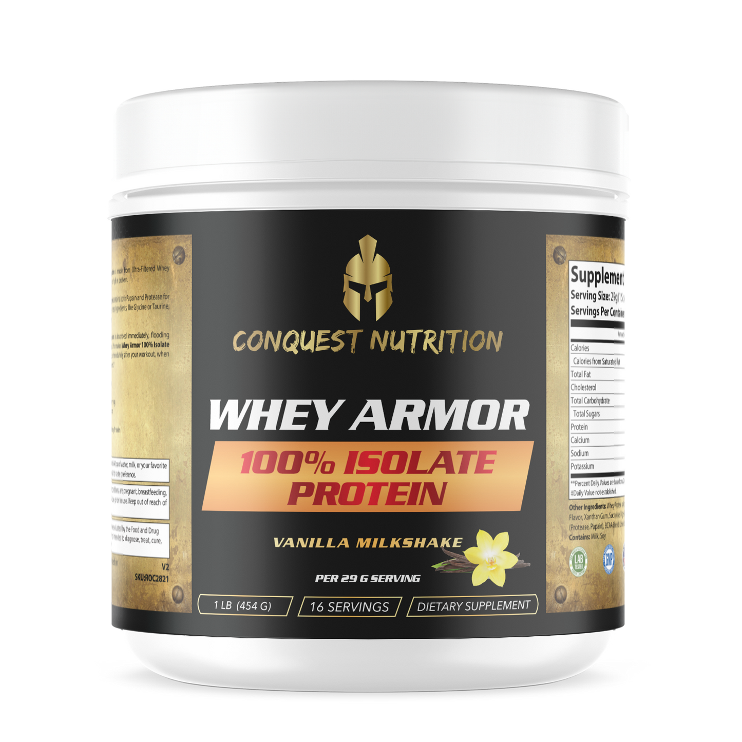 Whey Armor 100% Isolate Protein - Vanilla Milkshake Flavor 1lb
