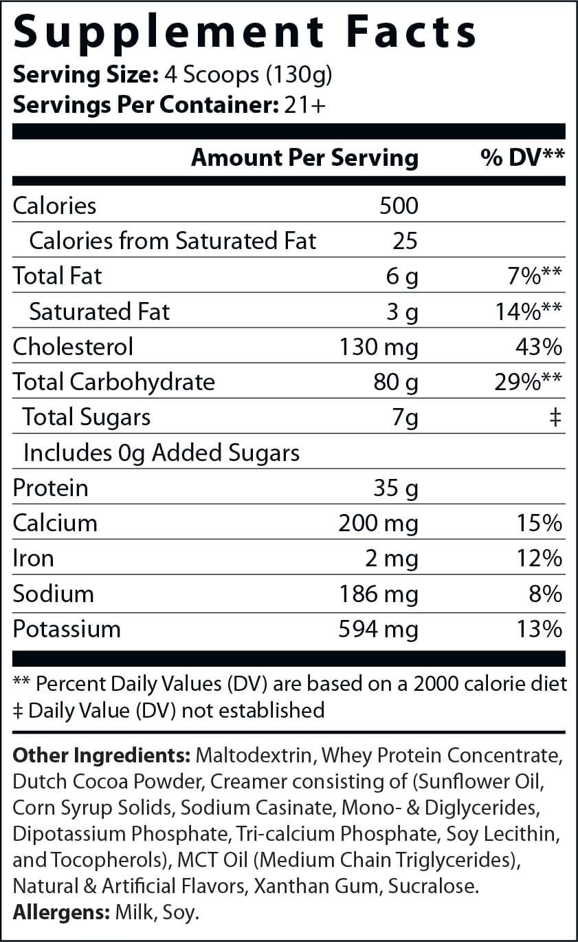 Bulk Mode Mass Gainer Chocolate Milkshake Flavor with Low Sugar - 6lbs