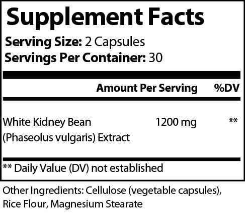 White Kidney Bean Extract Carb Blocker - 60 Veggie Capsules for Effective Weight Management