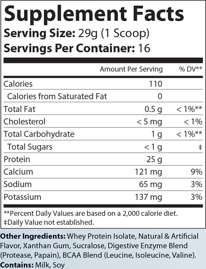 Whey Armor 100% Isolate Protein - Vanilla Milkshake Flavor 1lb