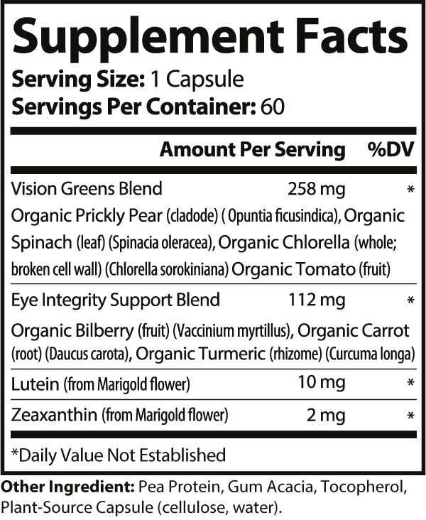 Eye Vitality Vision & Eye Support Complex - 60 Veggie Capsules for Enhanced Eye Health