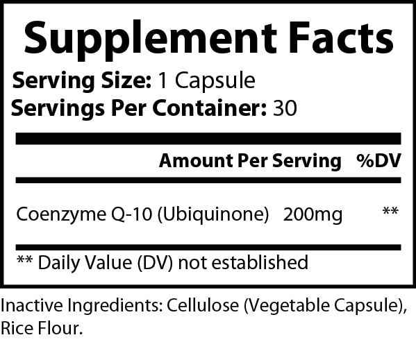 High Strength CoQ10 Capsules - 30 Veggie Capsules for Enhanced Energy and Antioxidant Support