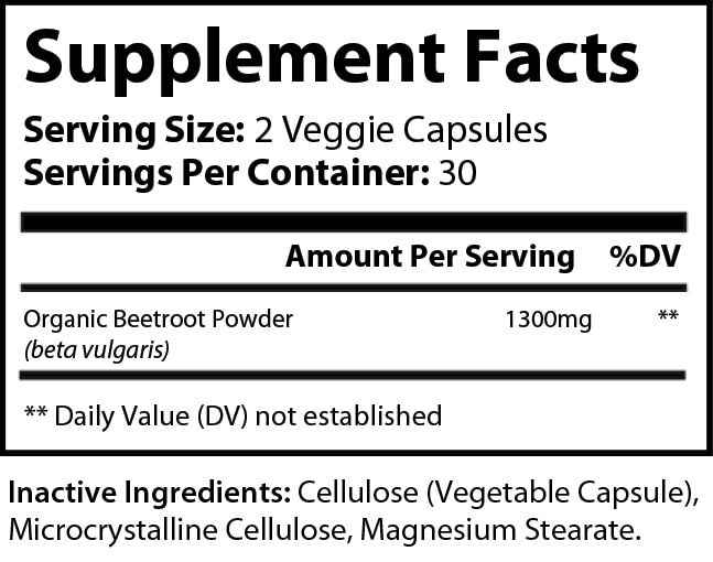 Organic Beetroot Capsules - 60 Veggie Capsules for Natural Health Support