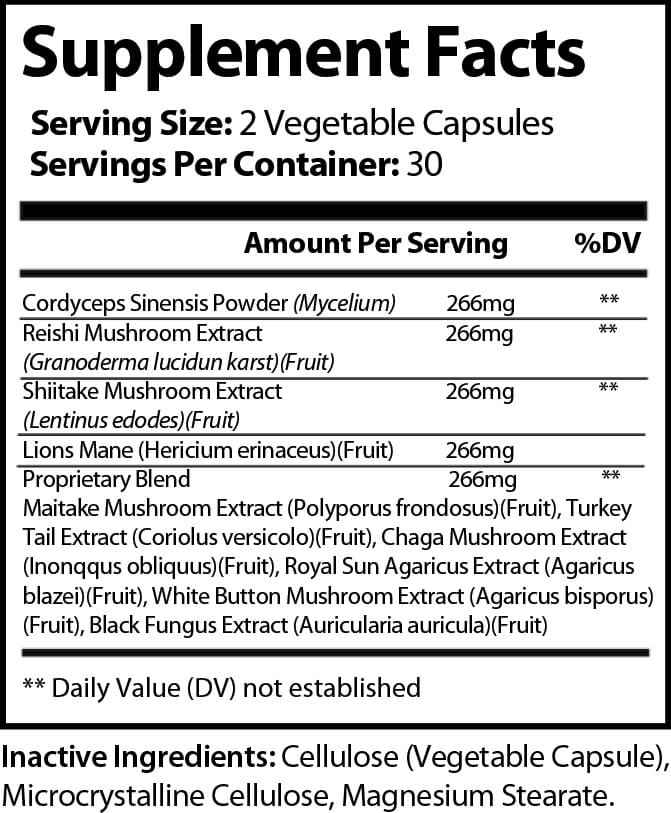 Defense Plus Mushroom Immune Booster Complex with 60 Veggie Capsules