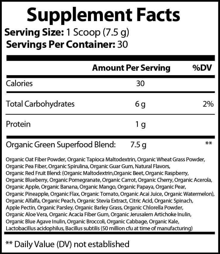 Vital Fuel Organic Super Greens Watermelon Flavor - 30 Servings