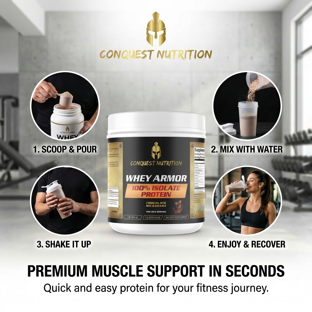 Whey Armor 100% Isolate Protein Chocolate Milkshake Flavor - Premium 1lb Whey Armor 100% Protein Isolate Chocolate