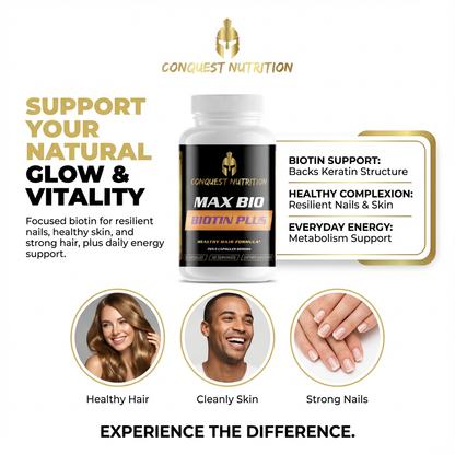 Max Bio Biotin Plus - 60 Veggie Capsules for Healthy Hair, Skin, and Nails
