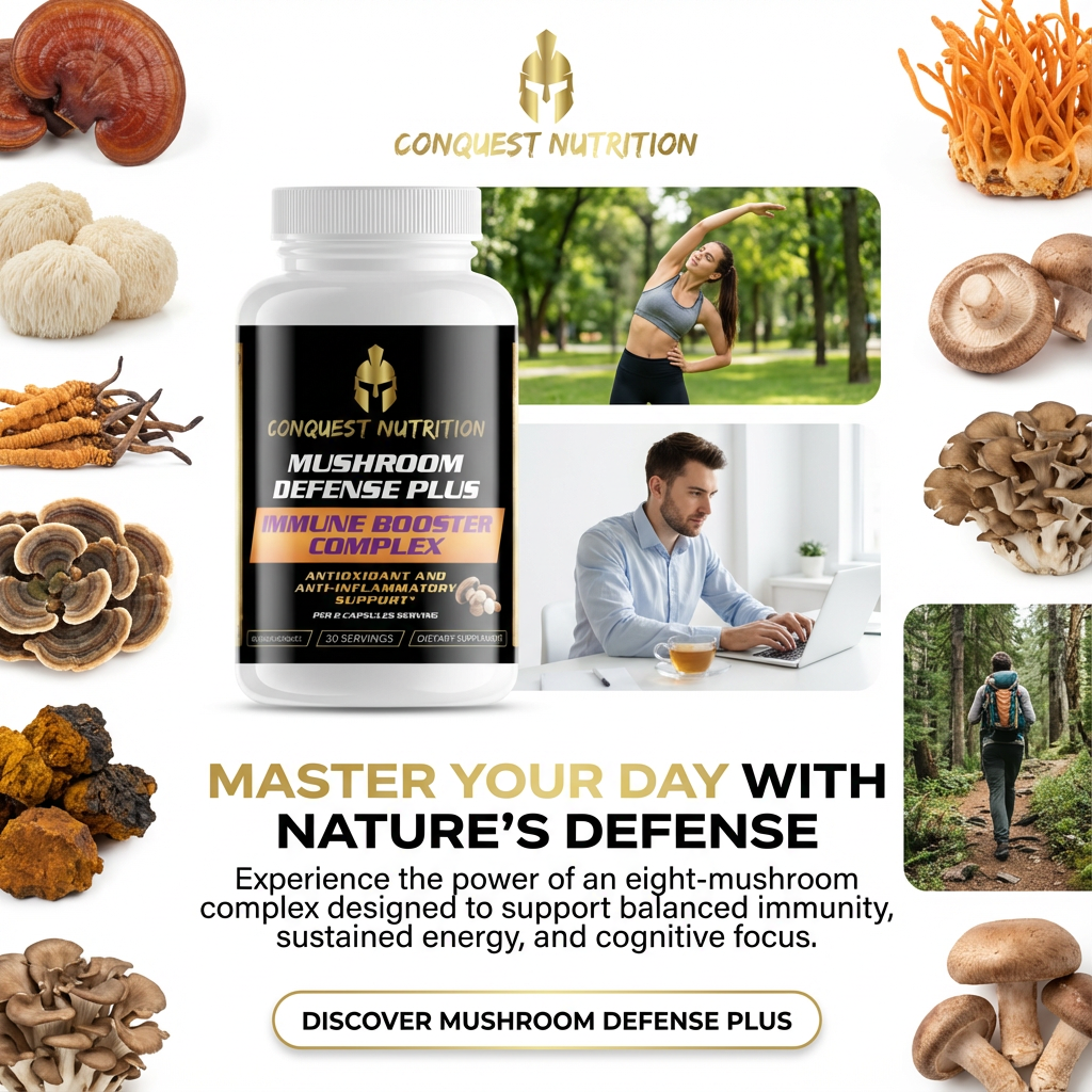 Mushroom Defense Plus Immune Booster Complex with 60 Veggie Capsules