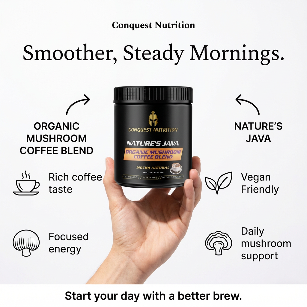 Nature's Java Organic Mushroom Coffee Blend - 30 Servings Vegan Friendly Organic Mushroom Coffee Blend