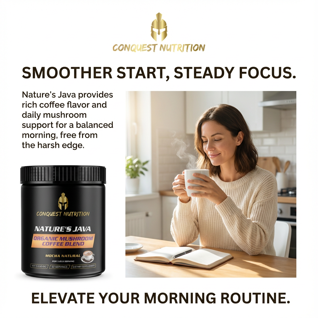 Nature's Java Organic Mushroom Coffee Blend - 30 Servings Vegan Friendly Organic Mushroom Coffee Blend