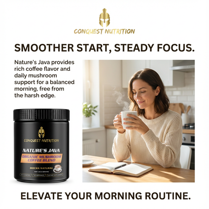 Nature's Java Organic Mushroom Coffee Blend - 30 Servings Vegan Friendly Organic Mushroom Coffee Blend