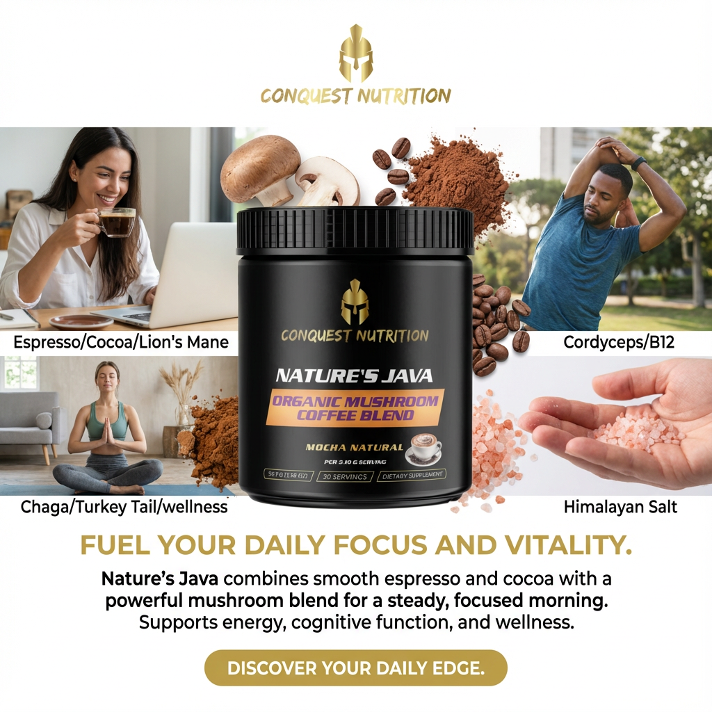 Nature's Java Organic Mushroom Coffee Blend - 30 Servings Vegan Friendly Organic Mushroom Coffee Blend