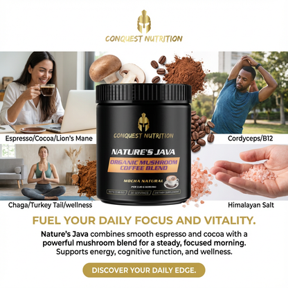 Nature's Java Organic Mushroom Coffee Blend - 30 Servings Vegan Friendly Organic Mushroom Coffee Blend