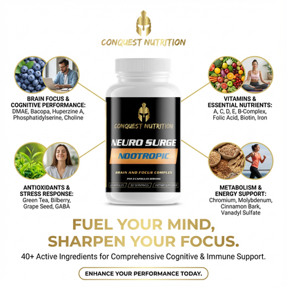 Neuro Surge Nootropic Complex for Enhanced Brain Focus - 60 Veggie Capsules