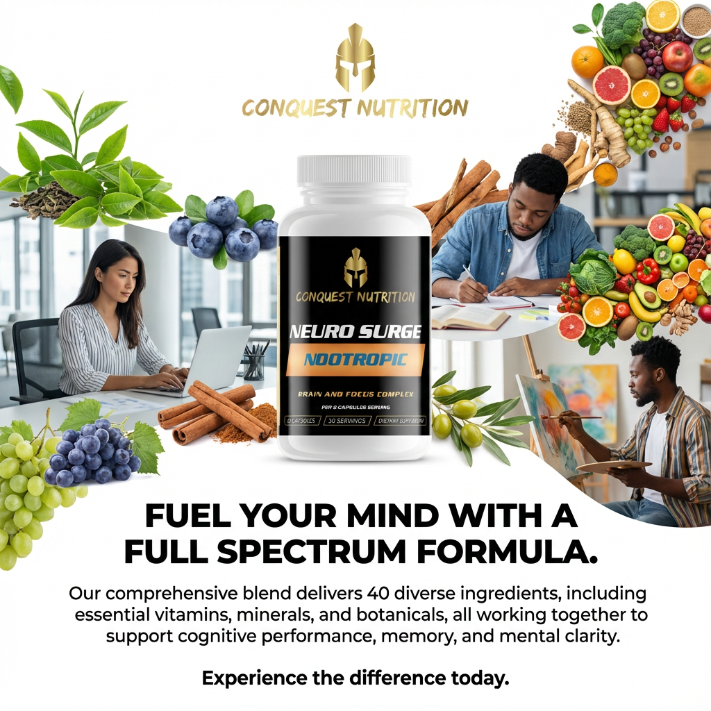 Neuro Surge Nootropic Complex for Enhanced Brain Focus - 60 Veggie Capsules