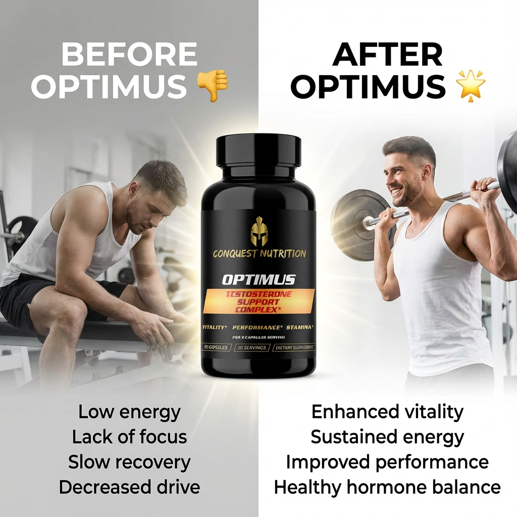 Conquest Optimus - Potenciador natural de testosterona para hombres - 90 cápsulas