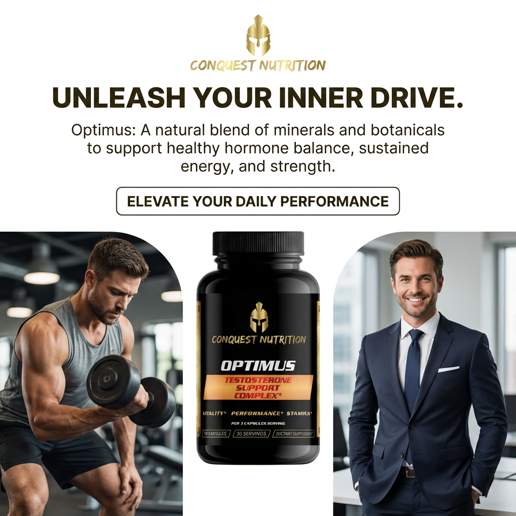 Conquest Optimus - Potenciador natural de testosterona para hombres - 90 cápsulas