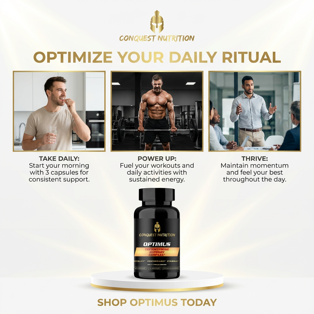 Conquest Optimus - Potenciador natural de testosterona para hombres - 90 cápsulas