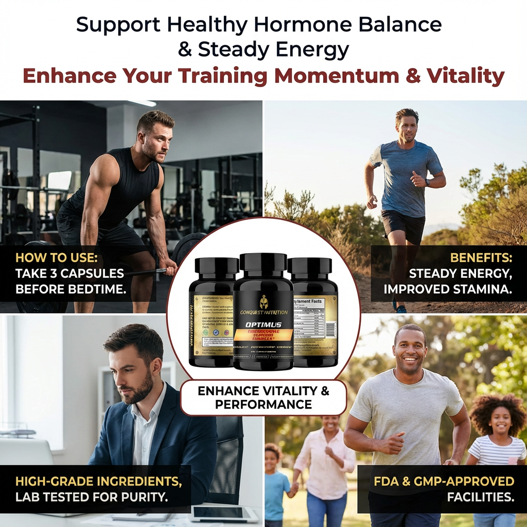 Conquest Optimus - Potenciador natural de testosterona para hombres - 90 cápsulas