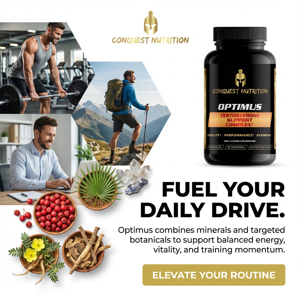Conquest Optimus - Potenciador natural de testosterona para hombres - 90 cápsulas