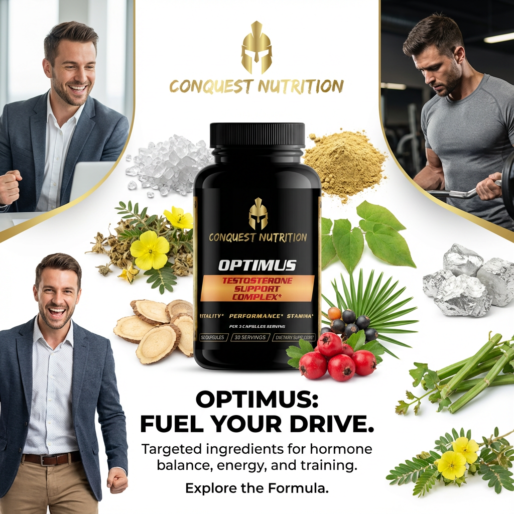 Conquest Optimus - Potenciador natural de testosterona para hombres - 90 cápsulas