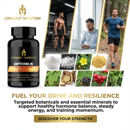Conquest Optimus - Potenciador natural de testosterona para hombres - 90 cápsulas