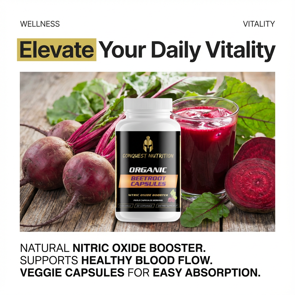 Organic Beetroot Capsules - 60 Veggie Capsules for Natural Health Support