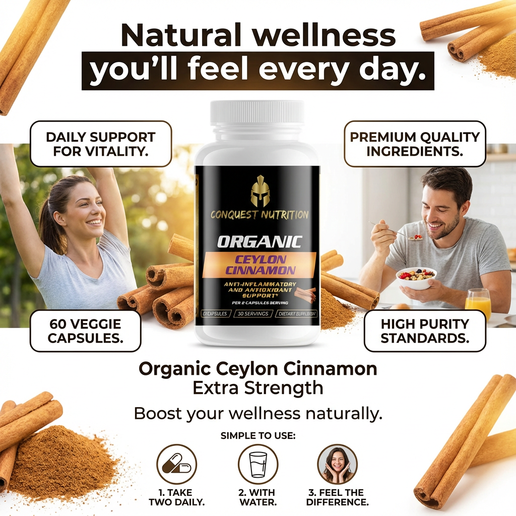 Organic Ceylon Cinnamon Extra Strength - 60 Veggie Capsules for Enhanced Wellness
