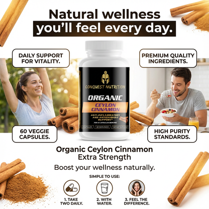 Organic Ceylon Cinnamon Extra Strength - 60 Veggie Capsules for Enhanced Wellness