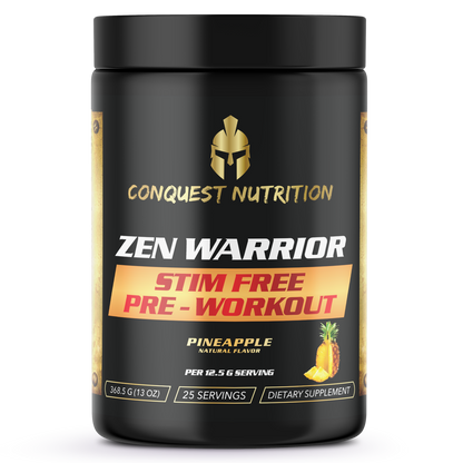 Zen Warrior Stim Free Pump Pre-Workout Pineapple Flavor - 25 Servings