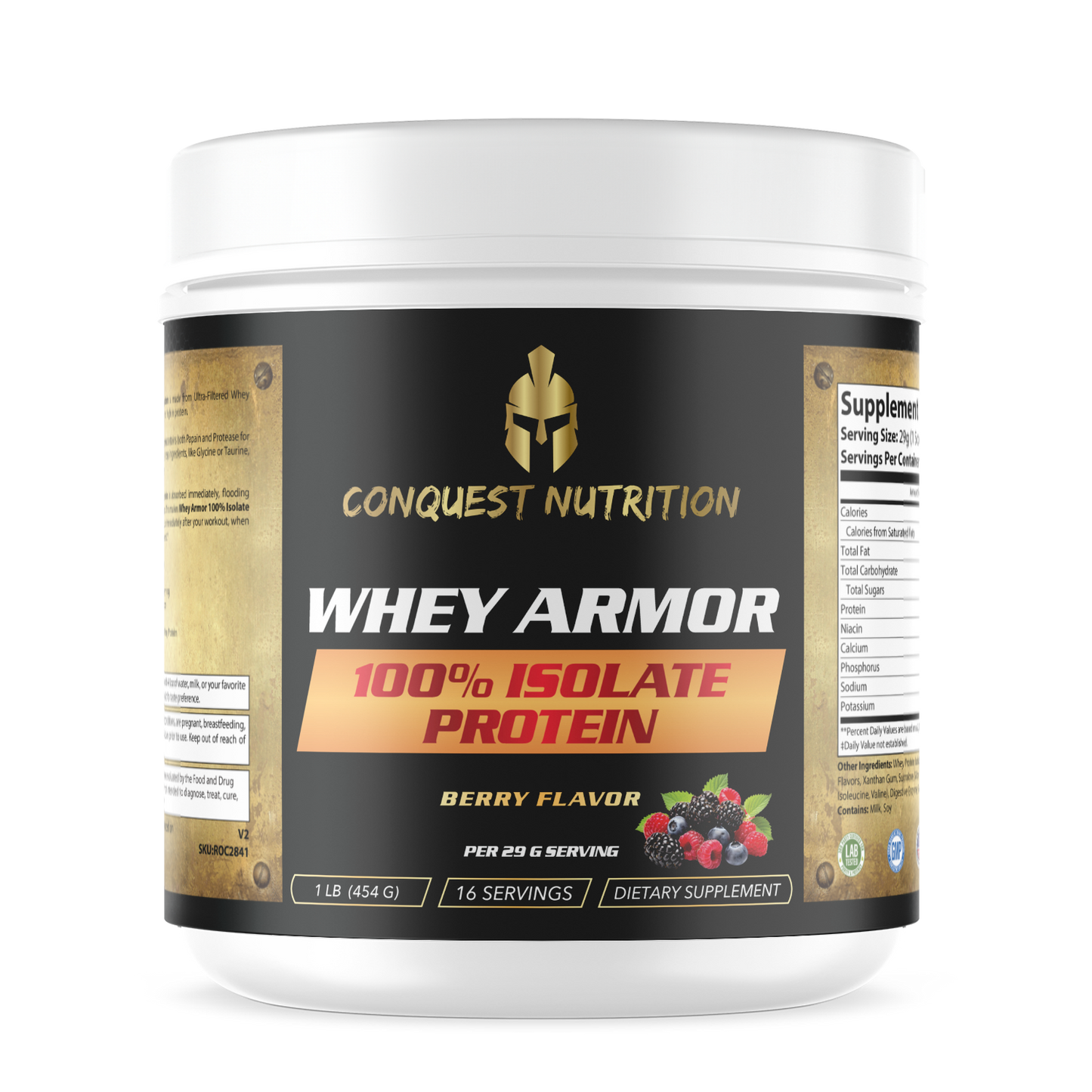 Whey Armor 100% Isolate Protein - Berry Flavor 1lb