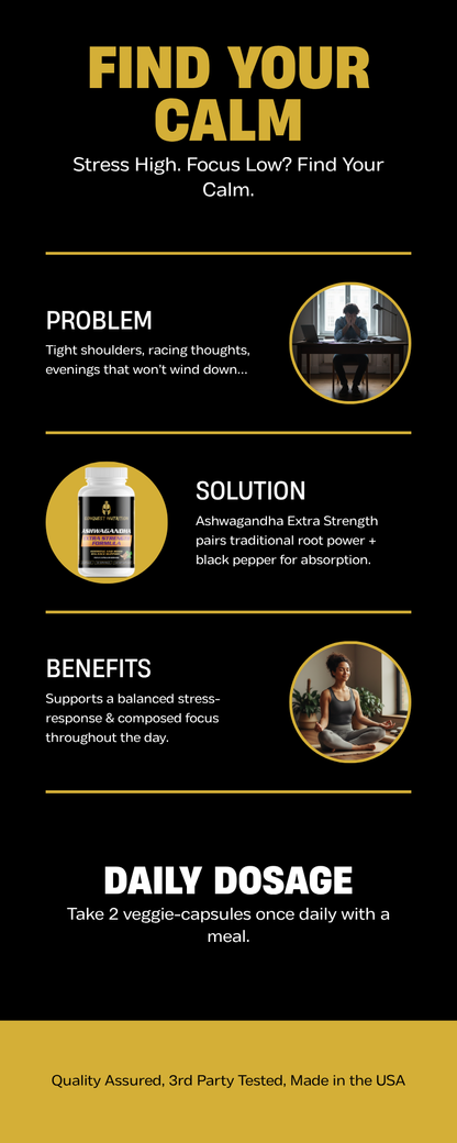 Ashwagandha Extra Strength Formula - 60 Veggie Capsules for Enhanced Wellness