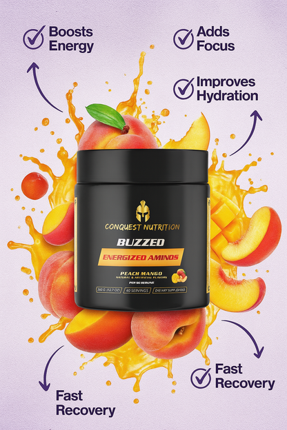 Buzzed Essential Amino Acids Peach Mango Flavor - 40 Servings for Optimal Performance