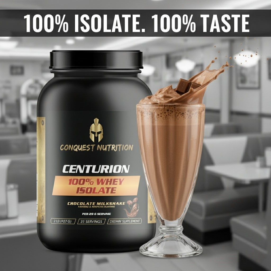 Centurion 100% Whey Isolate Chocolate Milkshake Flavor 2lb - Premium Protein for Muscle Growth