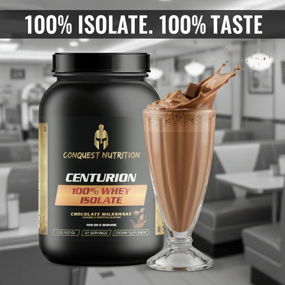 Centurion 100% Whey Isolate Chocolate Milkshake Flavor 2lb - Premium Protein for Muscle Growth