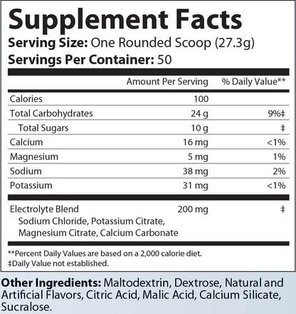 No Sweat Recovery Carb + Electrolytes: Lemon Lime Flavor  3lbs