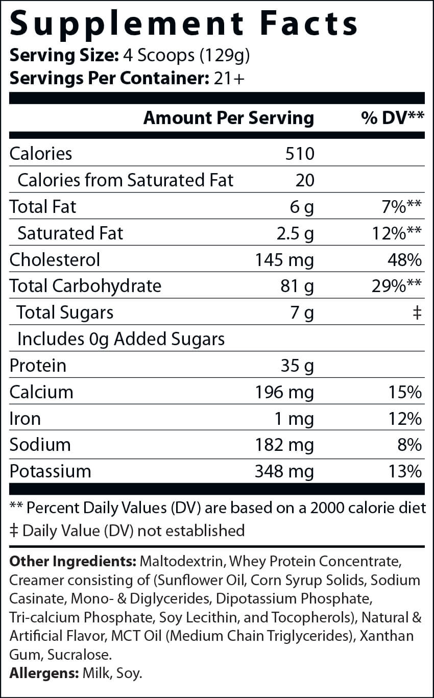 Bulk Mode Mass Gainer Vanilla Milkshake Flavor Low Sugar Formula -  6lbs