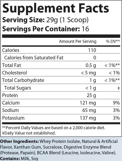 Whey Armor 100%  Isolate Protein - Vanilla Milkshake Flavor 1lb