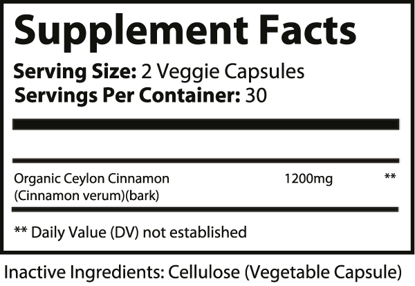 Organic Ceylon Cinnamon Extra Strength - 60 Veggie Capsules