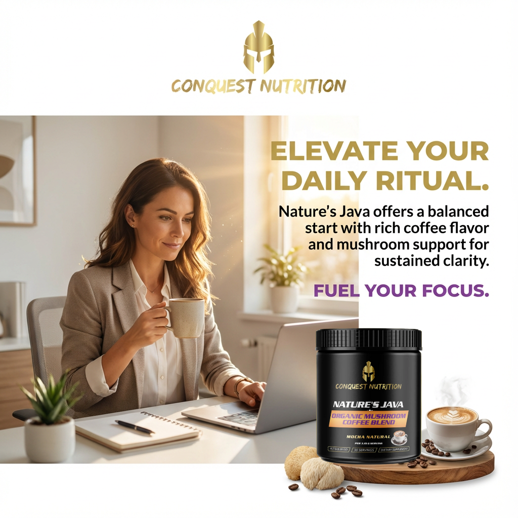 Nature's Java Organic Mushroom Coffee Blend - 30 Servings Vegan Friendly Organic Mushroom Coffee Blend