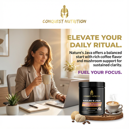 Nature's Java Organic Mushroom Coffee Blend - 30 Servings Vegan Friendly Organic Mushroom Coffee Blend