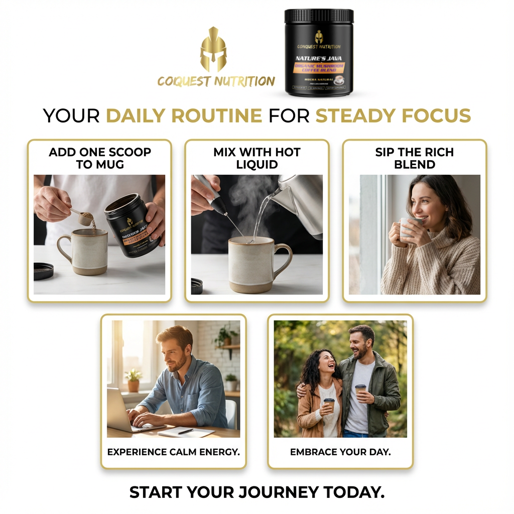 Nature's Java Organic Mushroom Coffee Blend - 30 Servings Vegan Friendly Organic Mushroom Coffee Blend