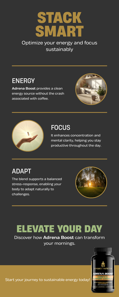 Adrena Boost Adrenal Support Complex - 60 Veggie Capsules for Energy and Wellness