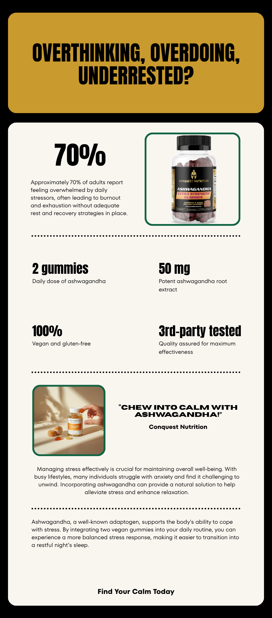 Ashwagandha Extra Strength Gummies  - 60 Vegan Gummies for Enhanced Wellness