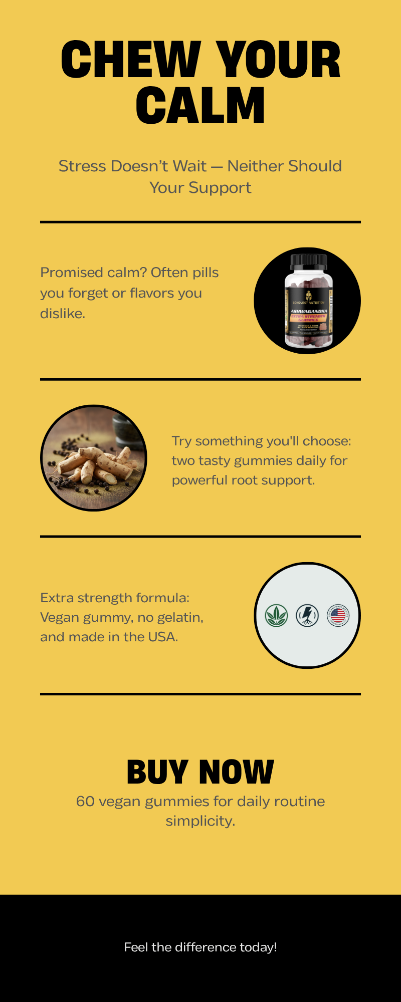 Ashwagandha Extra Strength Gummies  - 60 Vegan Gummies for Enhanced Wellness