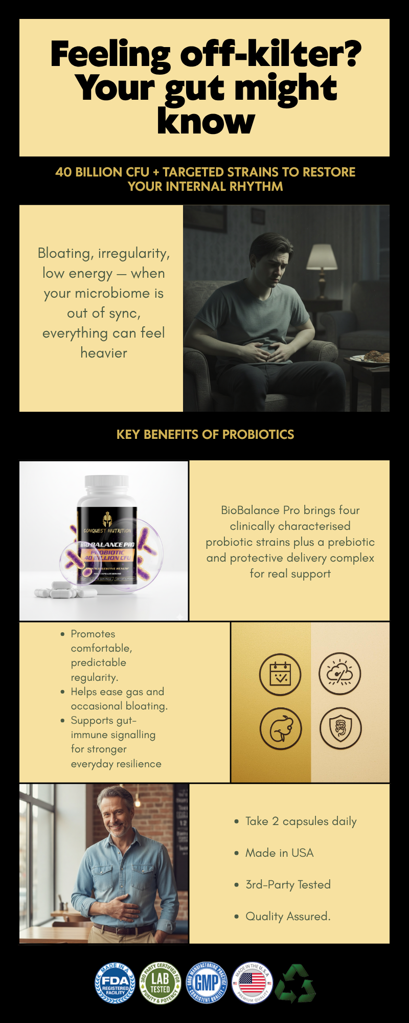 Bio Balance Pro Probiotic - 40 Billion CFU | 60 Veggie Capsules for Digestive Health