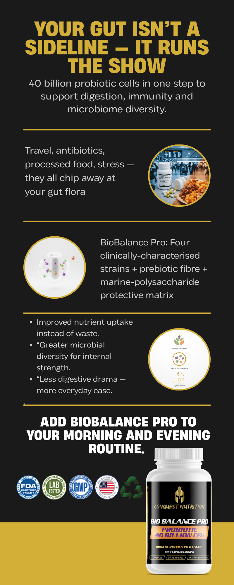 Bio Balance Pro Probiotic - 40 Billion CFU | 60 Veggie Capsules for Digestive Health