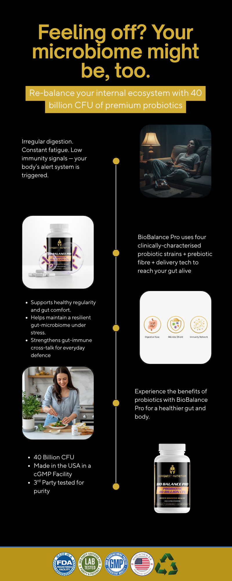 Bio Balance Pro Probiotic - 40 Billion CFU | 60 Veggie Capsules for Digestive Health